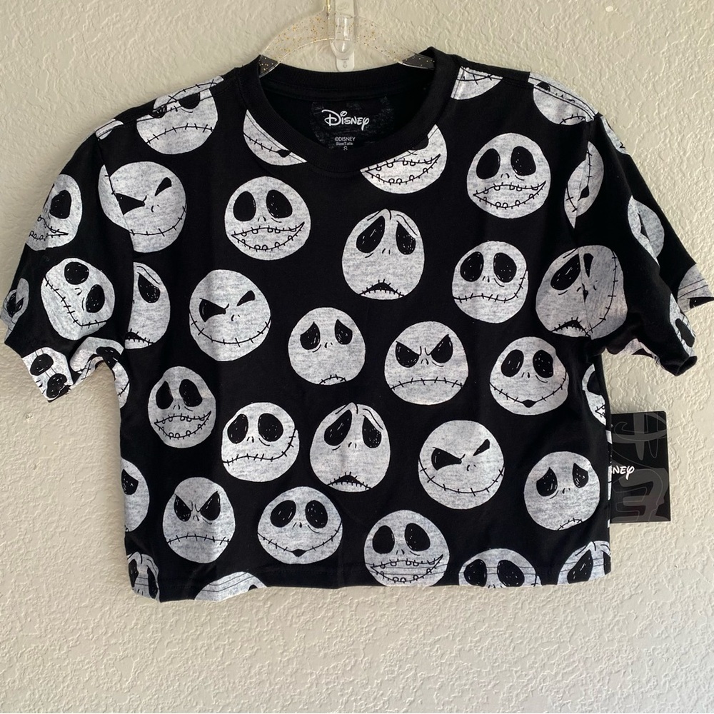 NEW Disney The Nightmare Before Christmas Jack Skeleton Crop Tee Shirt